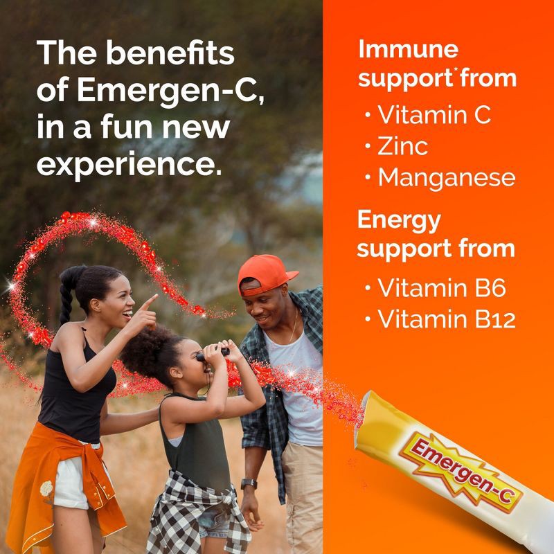 slide 5 of 8, Emergen-C On-The-Go Immune Support with Vitamin C - Sparkly Strawberry - 28ct, 28 ct