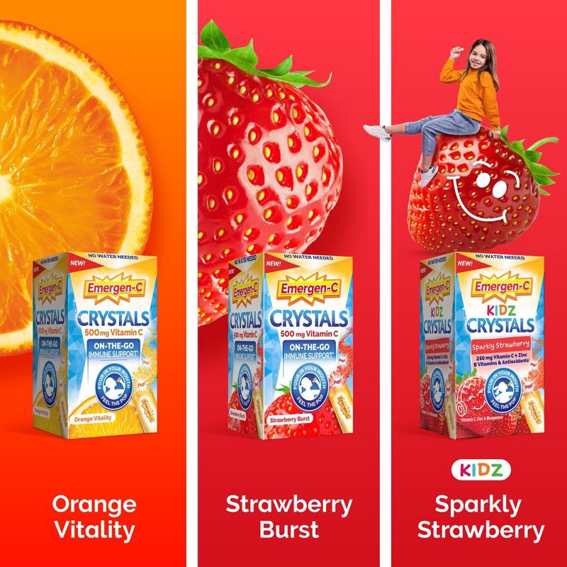 slide 7 of 8, Emergen-C On-The-Go Immune Support with Vitamin C - Sparkly Strawberry - 28ct, 28 ct