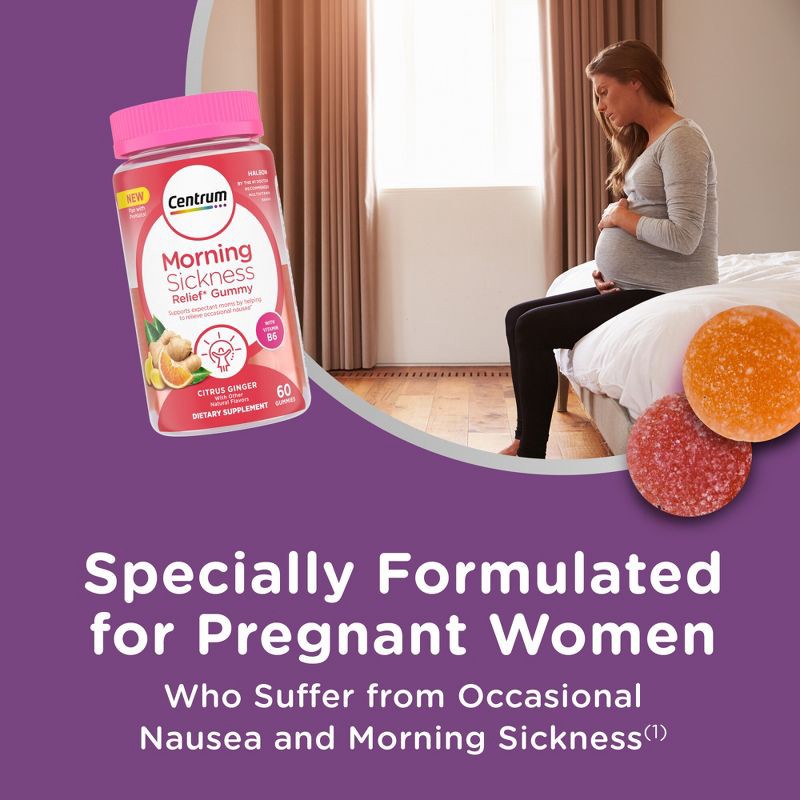 slide 3 of 7, Centrum Morning Sickness Relief Vitamin Gummies - Citrus - 60ct, 60 ct