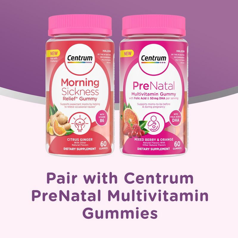 slide 4 of 7, Centrum Morning Sickness Relief Vitamin Gummies - Citrus - 60ct, 60 ct