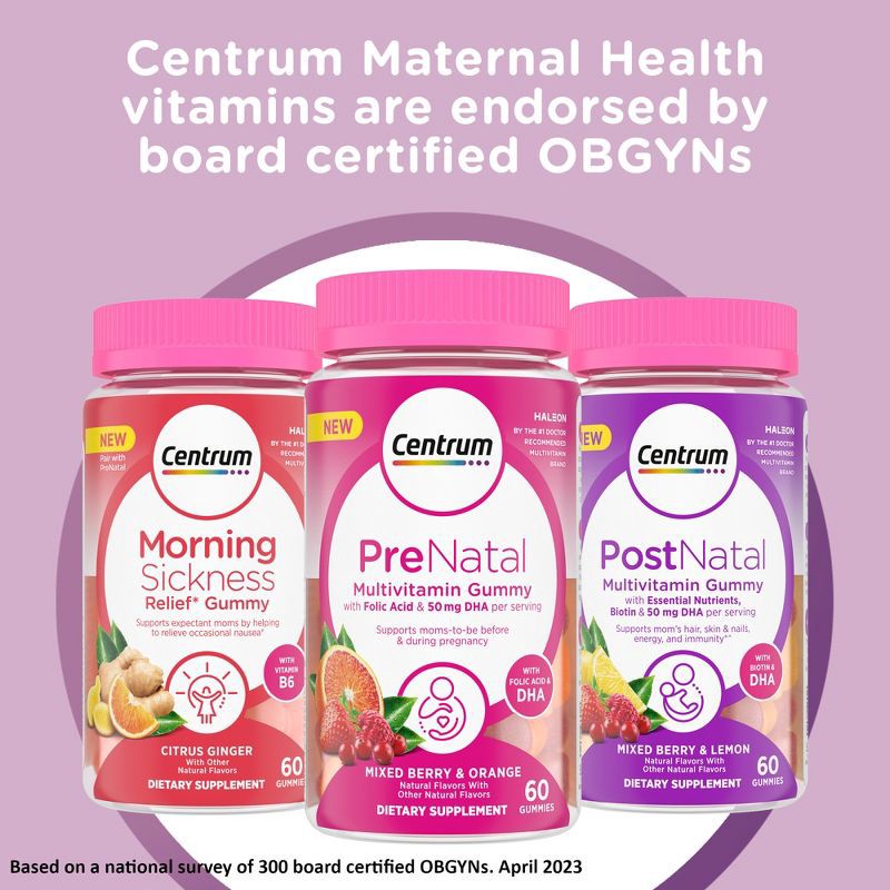 slide 5 of 7, Centrum Morning Sickness Relief Vitamin Gummies - Citrus - 60ct, 60 ct