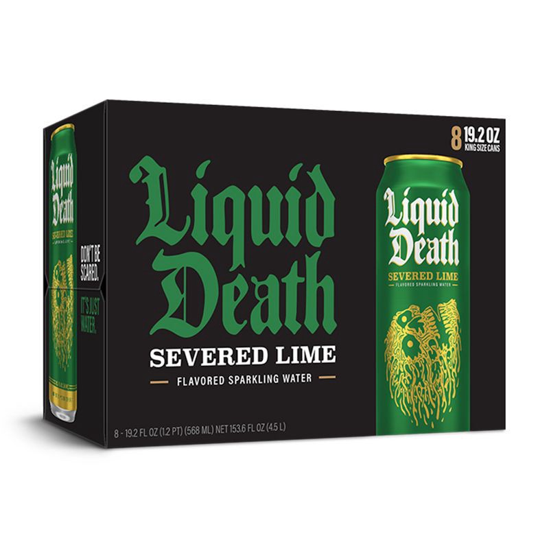 slide 4 of 6, Liquid Death Severed Lime Agave Sparkling Water - 8pk/19.2 fl oz Cans, 8 ct, 19.2 fl oz