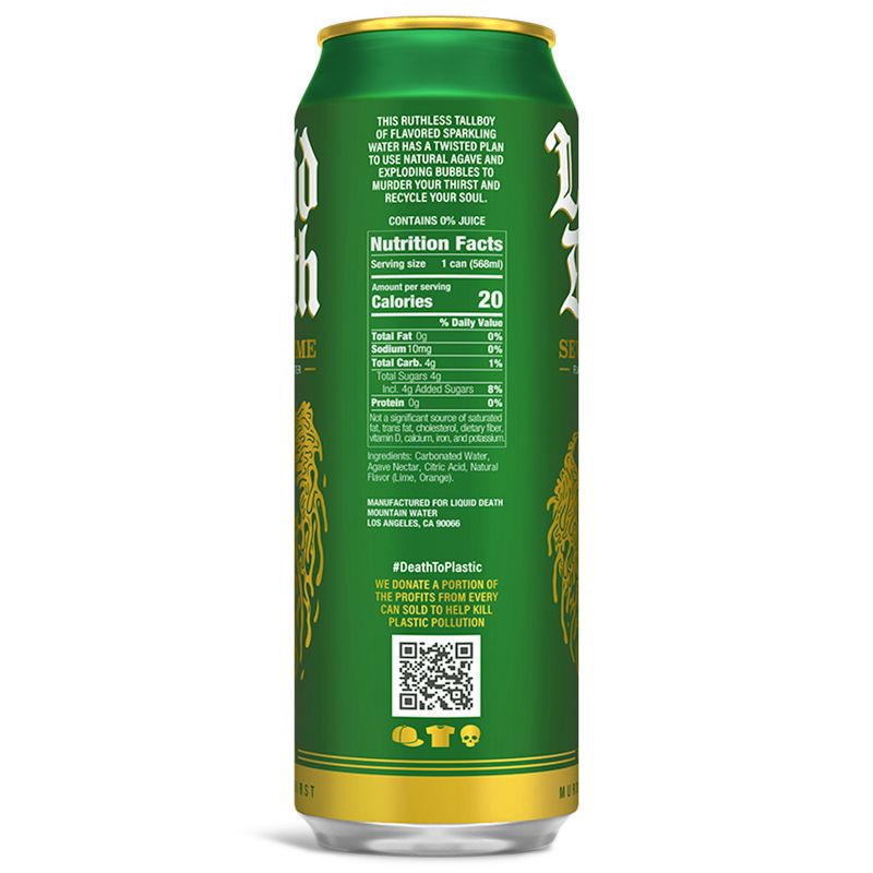 slide 5 of 6, Liquid Death Severed Lime Agave Sparkling Water - 8pk/19.2 fl oz Cans, 8 ct, 19.2 fl oz