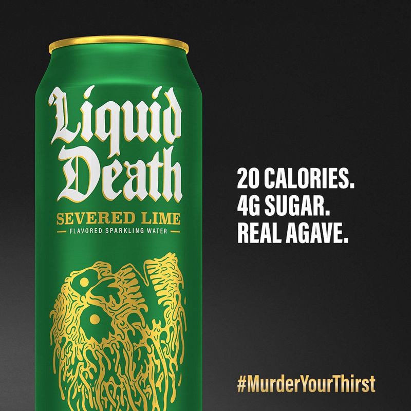 slide 6 of 6, Liquid Death Severed Lime Agave Sparkling Water - 8pk/19.2 fl oz Cans, 8 ct, 19.2 fl oz