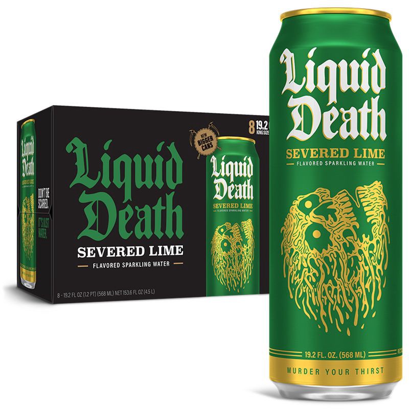 slide 1 of 6, Liquid Death Severed Lime Agave Sparkling Water - 8pk/19.2 fl oz Cans, 8 ct, 19.2 fl oz