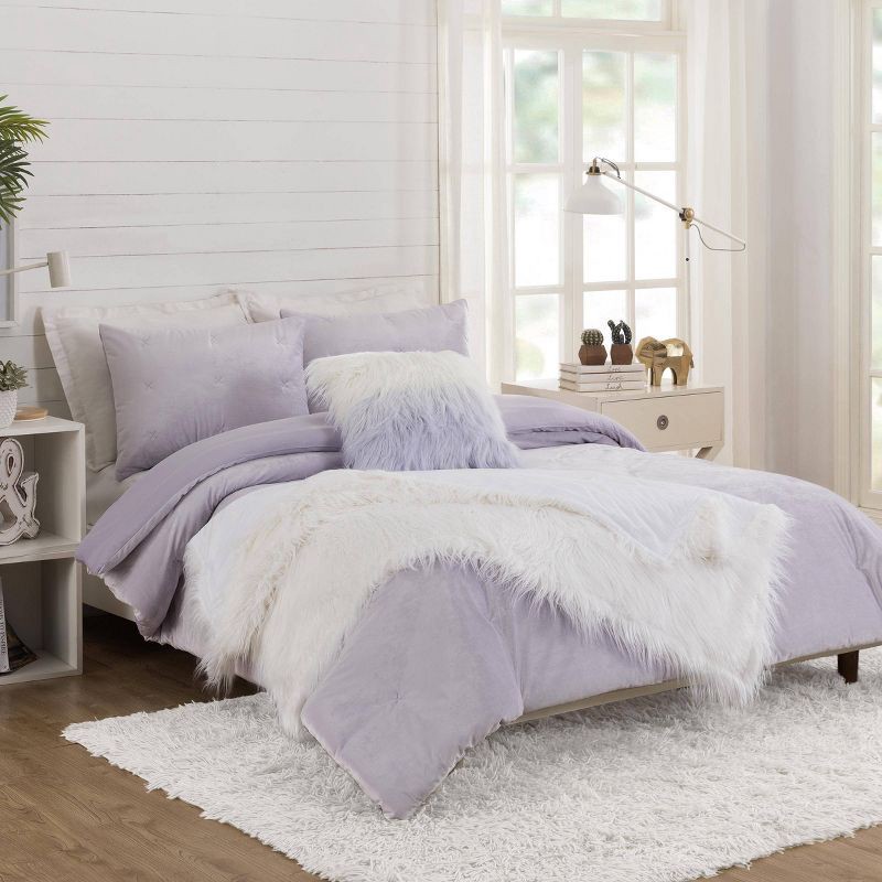 slide 7 of 7, Full/Queen Teen Luxe Velvet Comforter Set Light Purple - Makers Collective, 1 ct