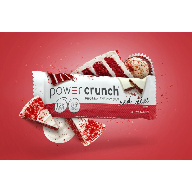 slide 4 of 6, Power Crunch Red Velvet Wafer Whey Protein Energy Bars - 12g Protein - 5ct, 12 gram, 5 ct