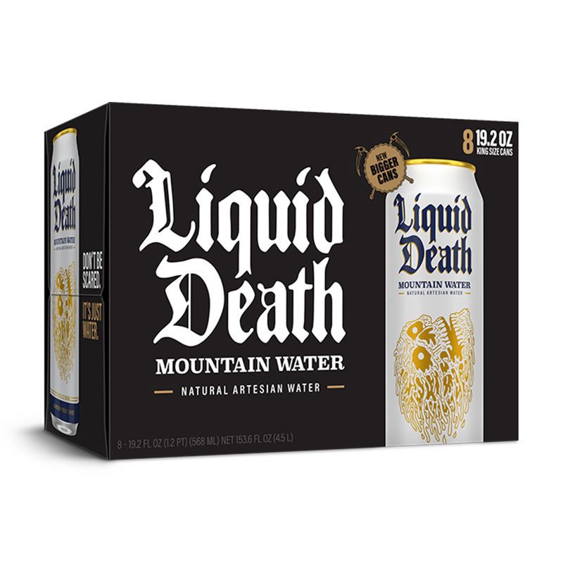 slide 3 of 5, Liquid Death 100% Mountain Water - 8pk/19.2 fl oz Cans, 8 ct, 19.2 fl oz