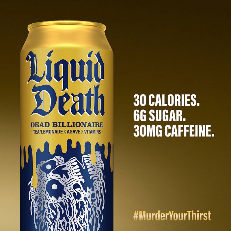 slide 3 of 5, Liquid Death Dead Billionaire Tea - 19.2 fl oz Can, 19.2 fl oz