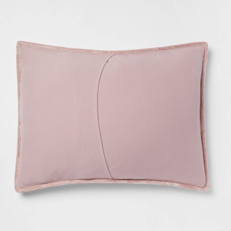 slide 3 of 3, Standard Luxe Diamond Stitch Velvet Quilt Sham Mauve - Threshold™: OEKO-TEX Certified, Polyester, Machine Washable, 1 ct