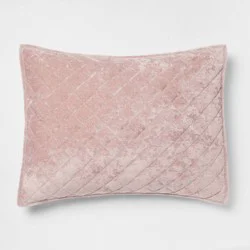 Standard Luxe Diamond Stitch Velvet Quilt Sham Mauve - Threshold™: OEKO-TEX Certified, Polyester, Machine Washable