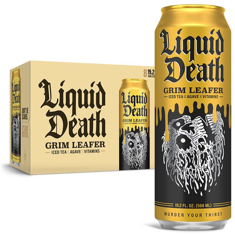 slide 1 of 6, Liquid Death Grim Leafer Tea - 8pk/19.2 fl oz Cans, 8 ct, 19.2 fl oz