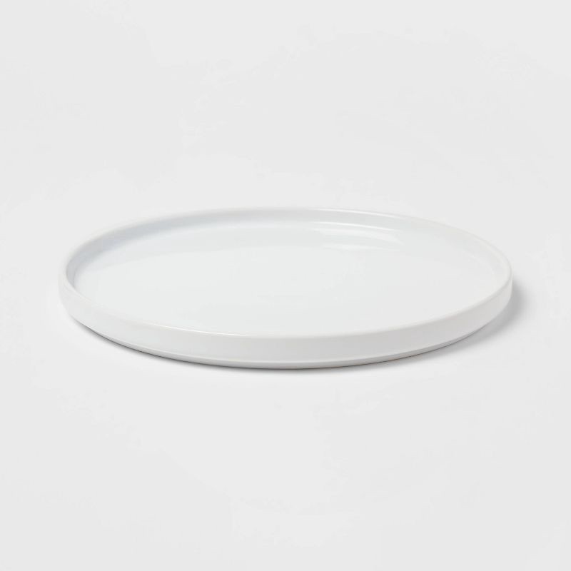 slide 3 of 3, 10.5" Stoneware Stella Dinner Plate White - Threshold™: Round, Solid Pattern, Dishwasher & Microwave Safe, 1 ct