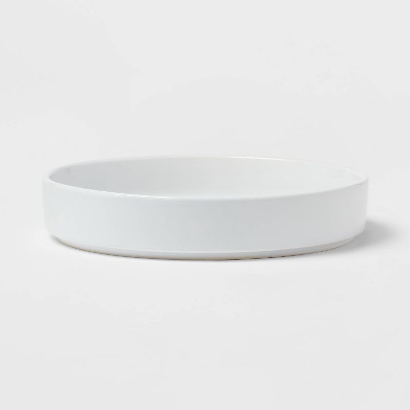 slide 1 of 3, 40oz Stoneware Stella Dinner Bowl White - Threshold™: Round Pasta & Salad Bowl, Dishwasher & Microwave Safe, 40 oz