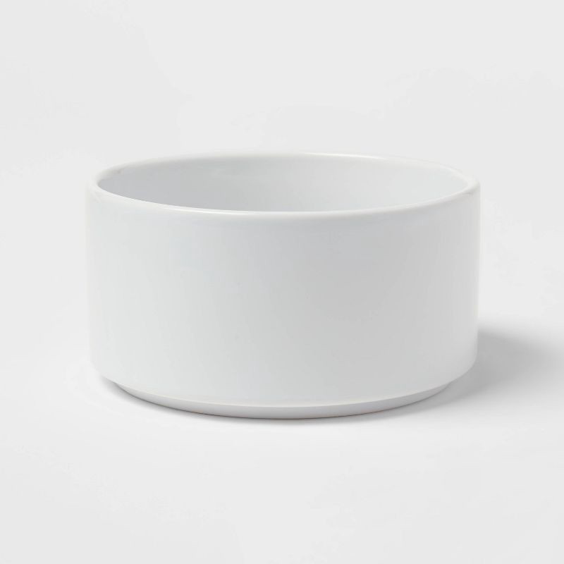 slide 1 of 3, 24oz Stoneware Stella Cereal Bowl White - Threshold™: Dishwasher & Microwave Safe, Solid Round Design, 5.4" Diameter, 24 oz