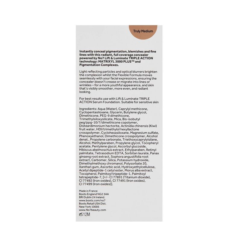 slide 7 of 8, No7 Lift & Luminate Triple Action Serum Concealer - Truly Medium - 0.271 fl oz, 0.271 fl oz