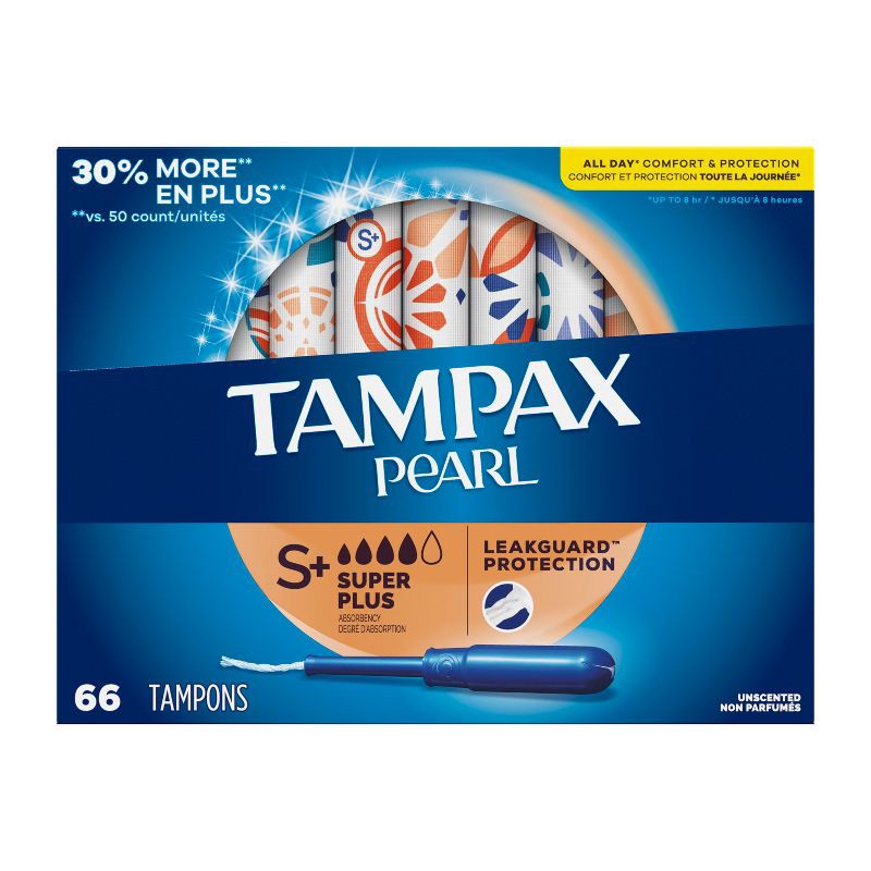 slide 10 of 10, Tampax Pearl Super Plus Absorbency Tampons - Unscented - 66ct, 66 ct