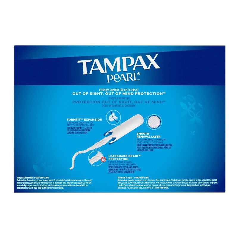 slide 10 of 10, Tampax Pearl Ultra Absorbency with LeakGuard Braid Tampons - Unscented - 60ct, 60 ct