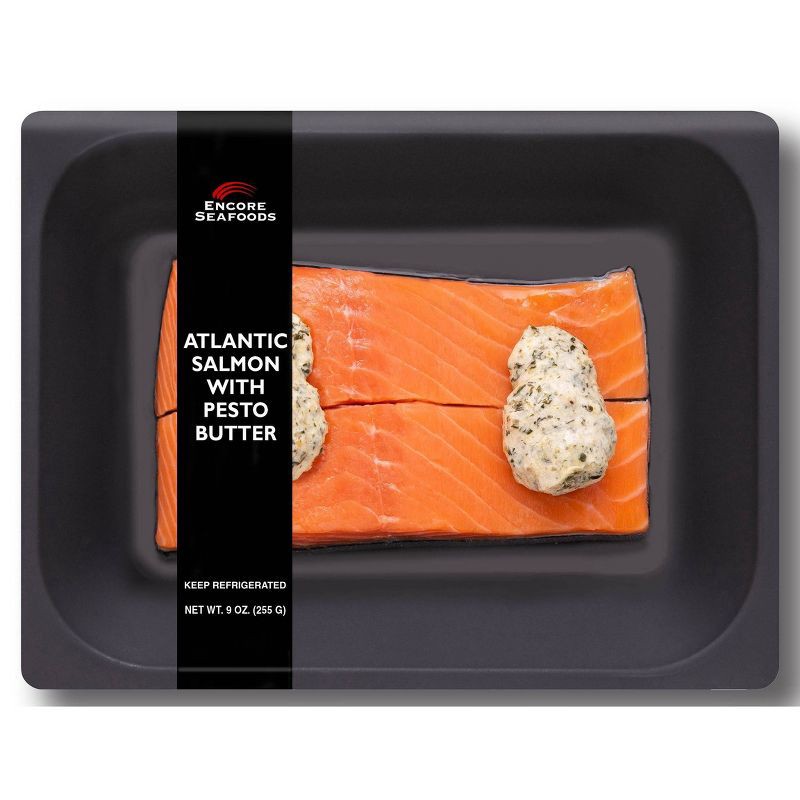 slide 1 of 3, Encore Seafoods Encore Atlantic Salmon with Pesto Butter - 9oz/2ct, 2 ct; 9 oz