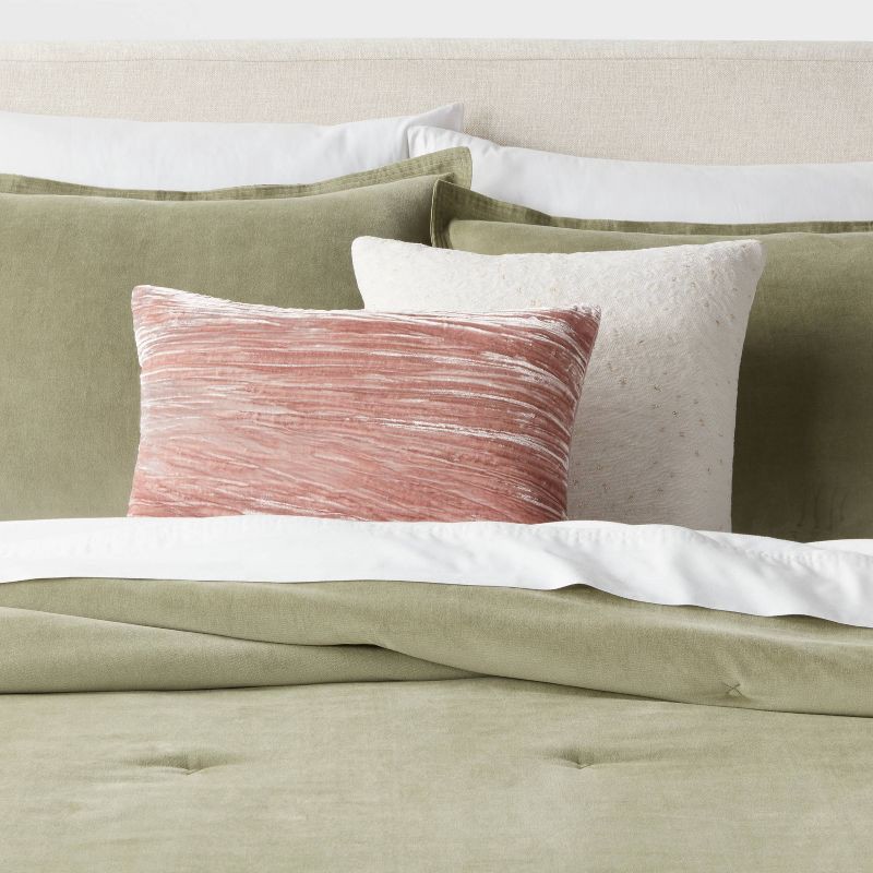 slide 2 of 4, 14"x20" Luxe Velvet Oblong Decorative Pillow Mauve - Threshold™, 1 ct