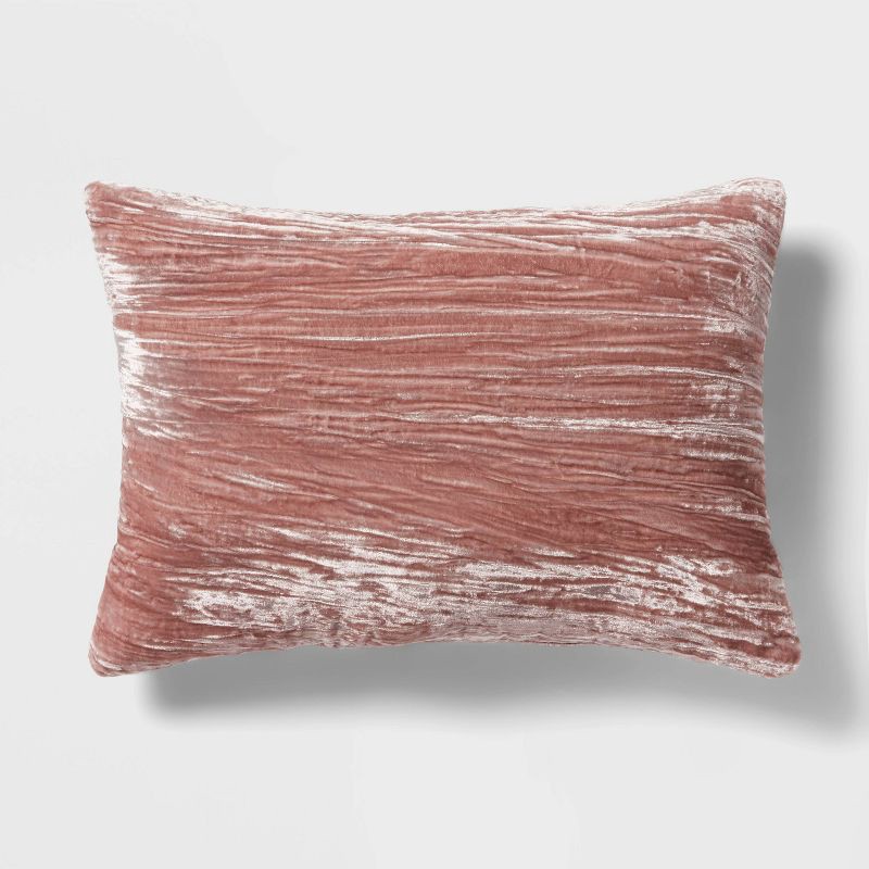 slide 1 of 4, 14"x20" Luxe Velvet Oblong Decorative Pillow Mauve - Threshold™, 1 ct