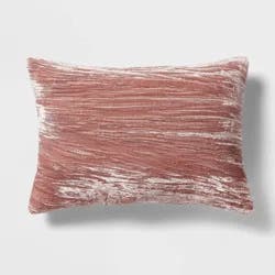 14"x20" Luxe Velvet Oblong Decorative Pillow Mauve - Threshold™: Indoor Polyester Fiber Filled, Knife Edge Design