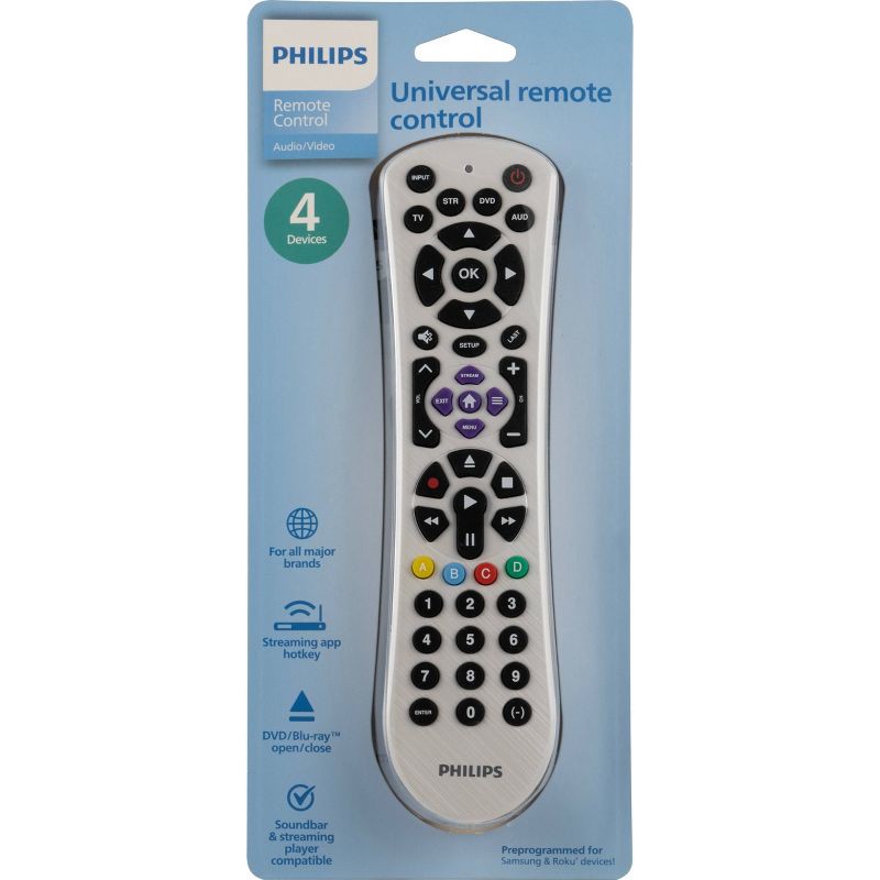 slide 7 of 8, Philips 4-Device Universal Remote Control Pearl White, 1 ct