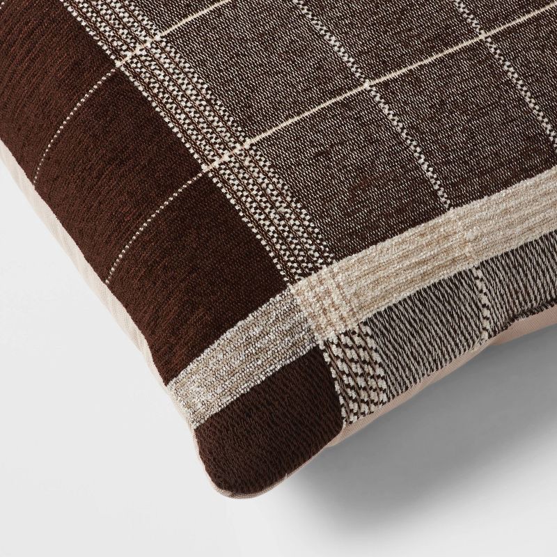 slide 3 of 4, 24"x24" Euro Traditional Woven Plaid Decorative Pillow Brown - Threshold, 1 ct