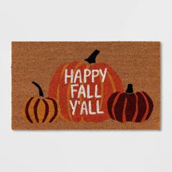 1'6"x2'6" 'Happy Fall Y'all' Pumpkin Coir Halloween Doormat Orange - Hyde & EEK! Boutique