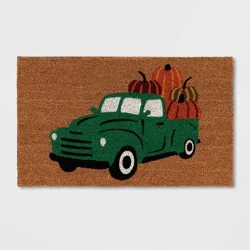 1'6"x2'6" Truck with Pumpkins Coir Halloween Doormat Green - Hyde & EEK! Boutique