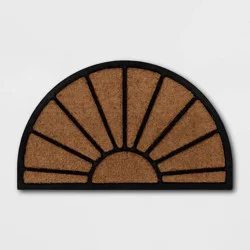 1'6"x2'6" Half Moon Rubber Coir Doormat Black - Threshold™: Outdoor Front Welcome Mat, Traditional Sun Pattern