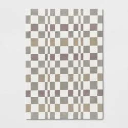 5&#x27;x7&#x27; Checkered Woven Flatweave Area Rug White - Threshold™