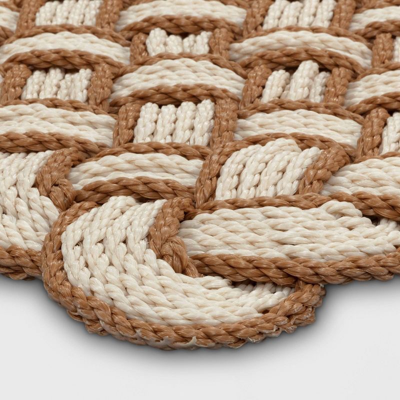 slide 3 of 4, 1'6"x2'6" Lovers Knot Coir Doormat Cream/Brown - Threshold™: Outdoor High Pile Basket Weave Front Door Mat, 1 ct