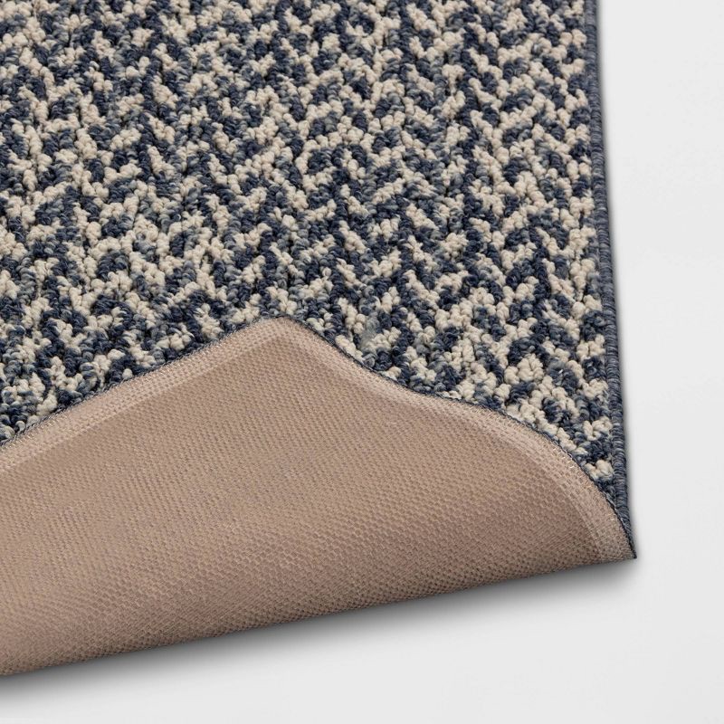 slide 4 of 4, 2'x7' Washable Weave Herringbone Runner Rug Indigo - Threshold™, 1 ct