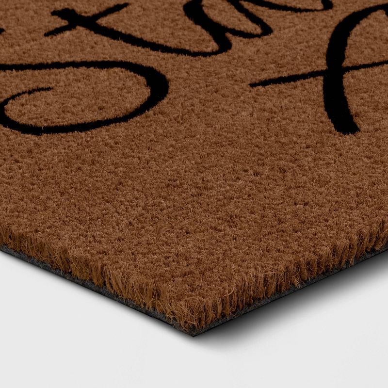 slide 3 of 4, 1'6"x2'6" Stay Awhile Coir Doormat Natural - Threshold™: Outdoor Welcome Mat, Medium Pile, Rectangle Shape, 1 ct