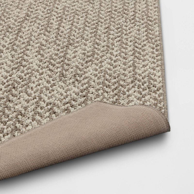 slide 4 of 4, 2'x7' Washable Weave Herringbone Runner Rug Cream - Threshold™, 1 ct