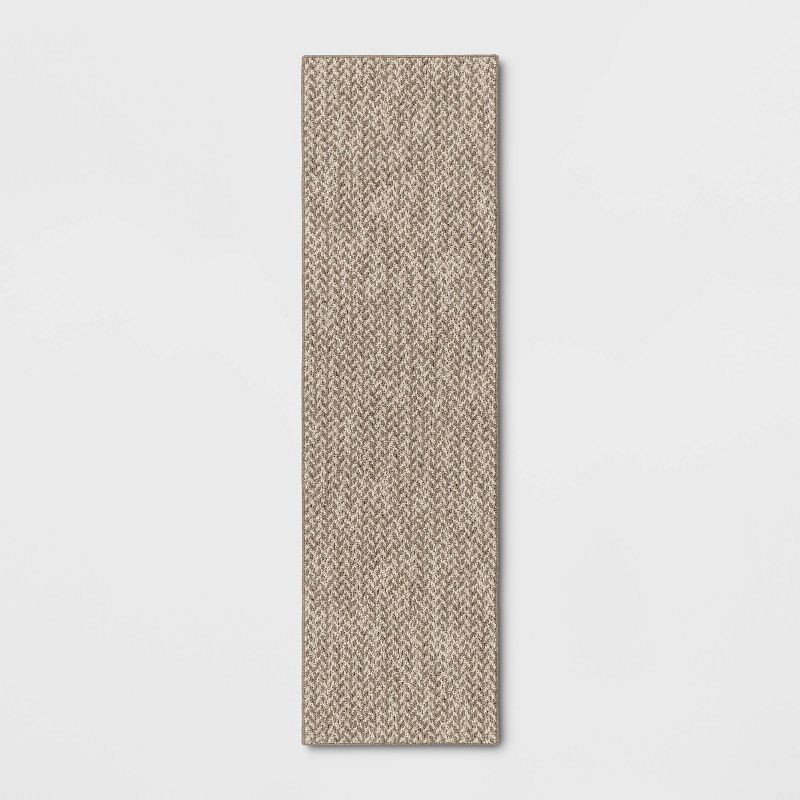 slide 1 of 4, 2'x7' Washable Weave Herringbone Runner Rug Cream - Threshold™, 1 ct
