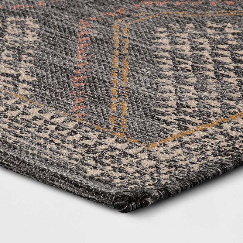 slide 3 of 4, 2'3"x3'9" Washable Tapestry Accent Rug Gray - Threshold™: Traditional Diamond Pattern, Machine Washable, Indoor Use, 1 ct