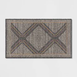 2'3"x3'9" Washable Tapestry Accent Rug Gray - Threshold™: Traditional Diamond Pattern, Machine Washable, Indoor Use