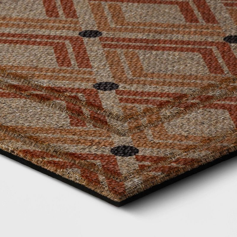 slide 3 of 4, 1'6"x2'6" 'Welcome' Double Diamond Mat Tan - Apache Mills: Outdoor Floor Mat, Recycled Rubber, Quick-Drying, Geometric Pattern, 1 ct