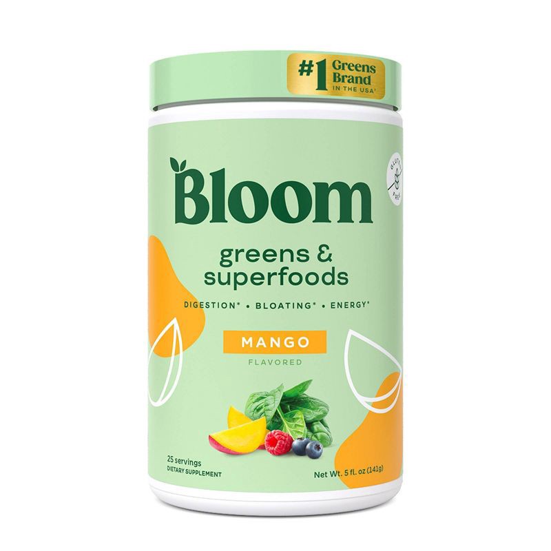 slide 1 of 6, BLOOM NUTRITION Greens and Superfoods Powder - Mango - 5oz/25ct, 5 oz, 25 ct