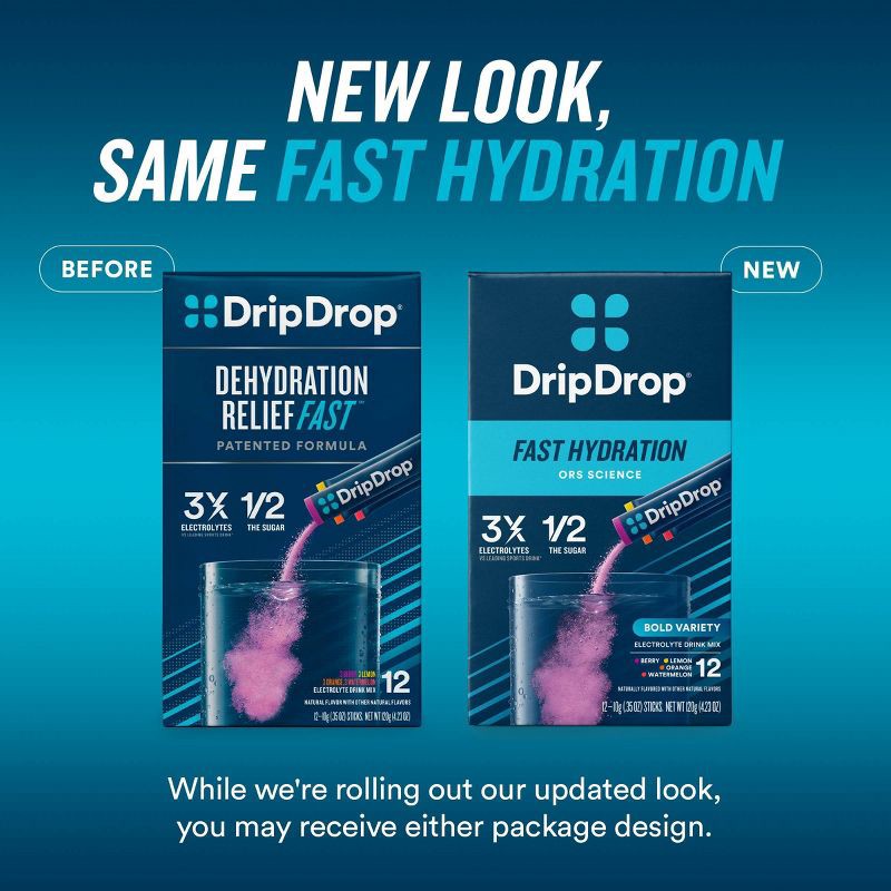 slide 3 of 9, DripDrop Hydration Vegan Electrolyte Powder - Bold Classics Variety Pack - 36oz/12ct, 12 ct; 36 oz