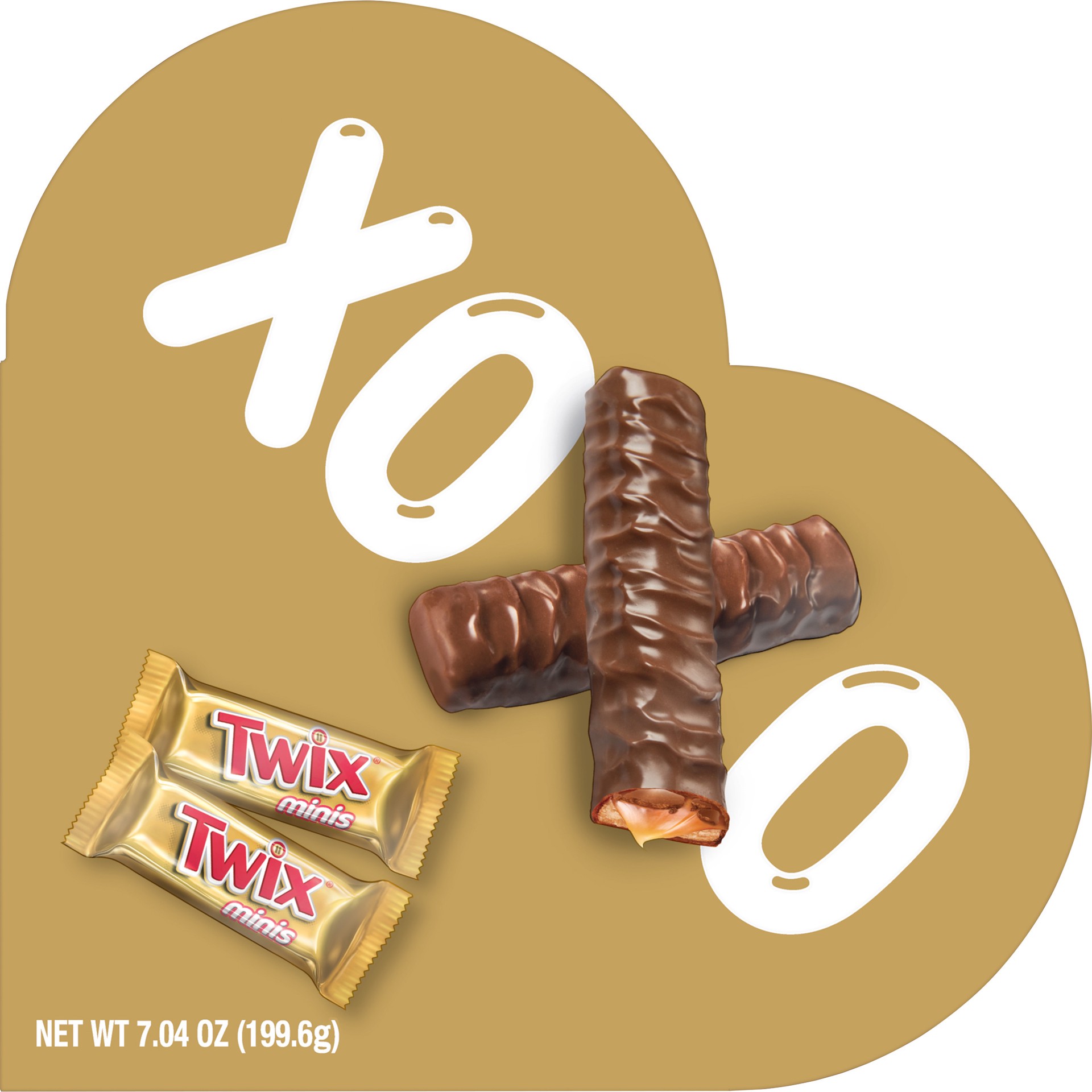 slide 1 of 6, TWIX Valentine's Caramel Minis Size Chocolate Cookie Bar Candy Heart Gift 7.04-Ounce Heart, 7.04 oz