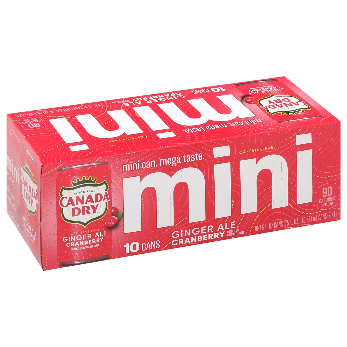 slide 4 of 4, Canada Dry Cranberry Mini Ginger Ale 10 - 7.5 fl oz Cans, 10 ct