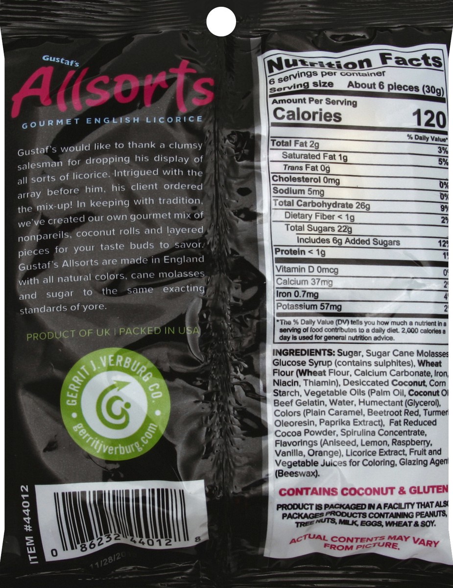 slide 6 of 6, Gustaf's Allsorts Gourmet English Licorice, 6.3 oz
