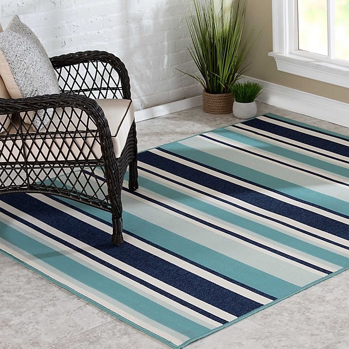 slide 1 of 5, Destination Summer Miami Stripe Indoor/Outdoor 5'3 x 7' Area Rug - Aqua, 1 ct