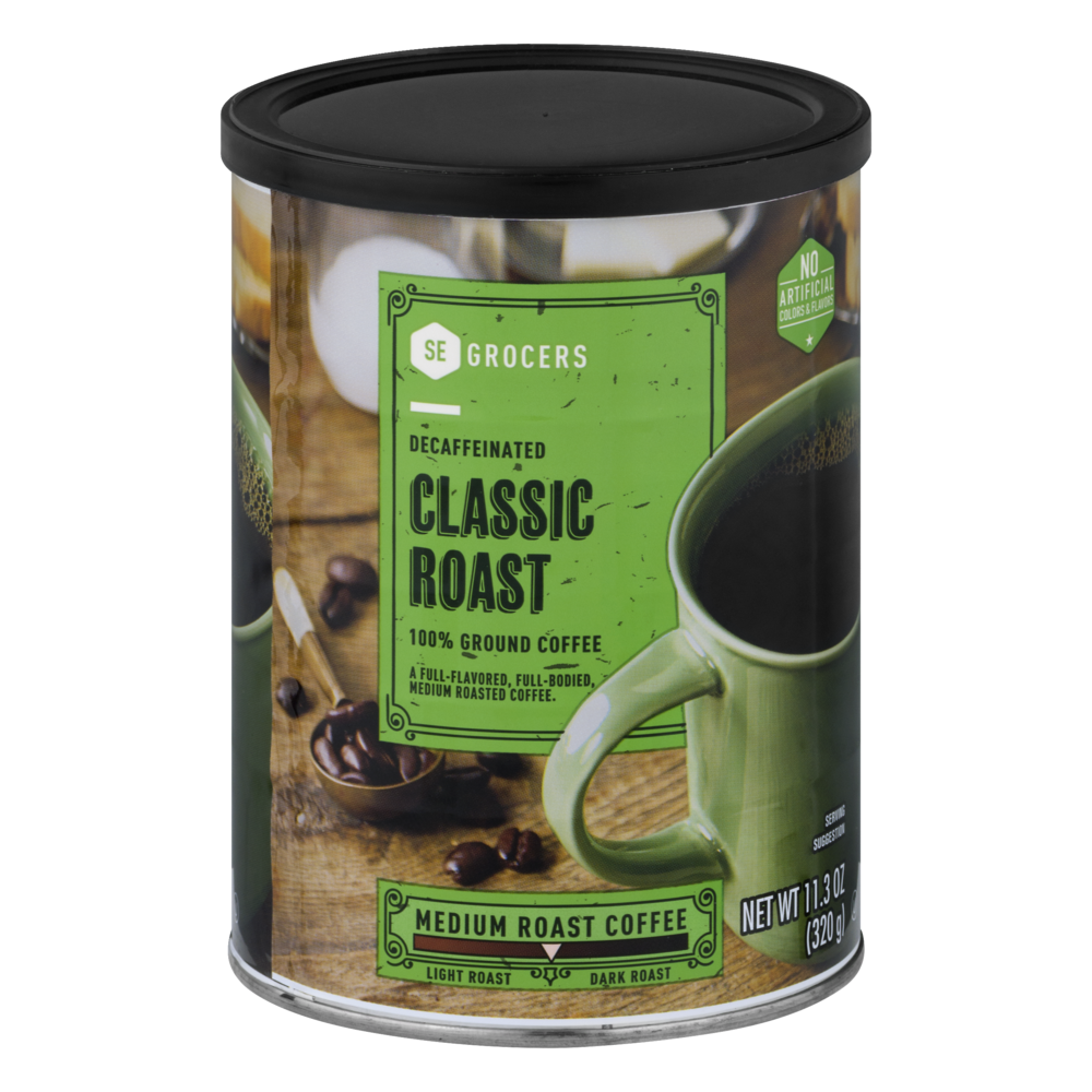 slide 1 of 1, SE Grocers 100% Ground Coffee Decaffeinated Classic Roast- 11.3 oz, 11.3 oz