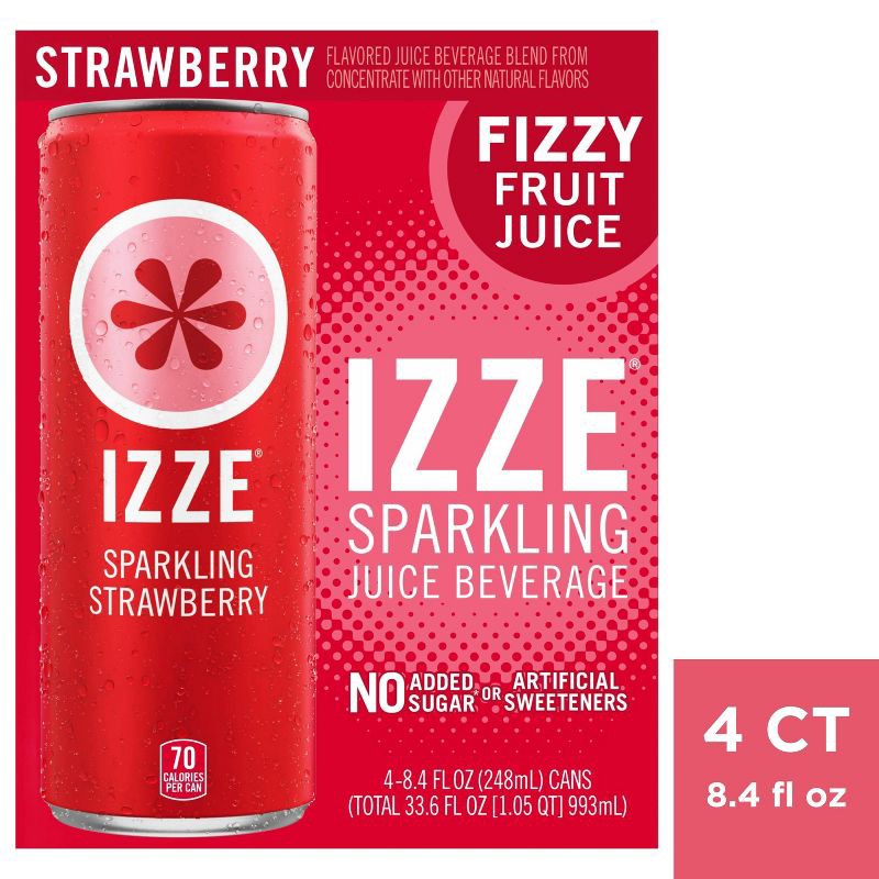 slide 1 of 1, Izze Strawberry Flavored Sparkling Juice Drink - 4pk/8.4 fl oz Cans, 4 ct; 8.4 fl oz