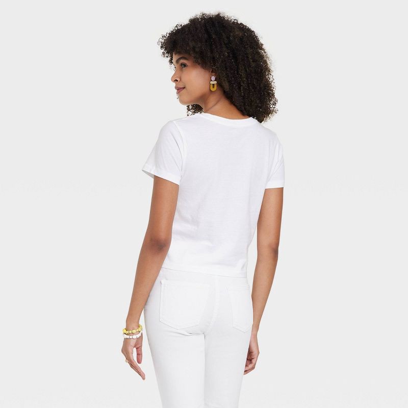 slide 2 of 3, Women's Shrunken Short Sleeve T-Shirt - Universal Thread™ White XS, 1 ct