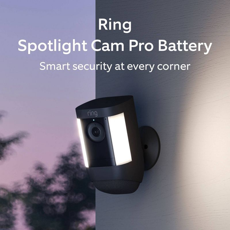 slide 2 of 9, Ring Spotlight Cam Pro with Battery 2K Video LED Light Dual-Band WiFi and 3D Motion Detection - Black: Outdoor Wireless Security System, 1 ct